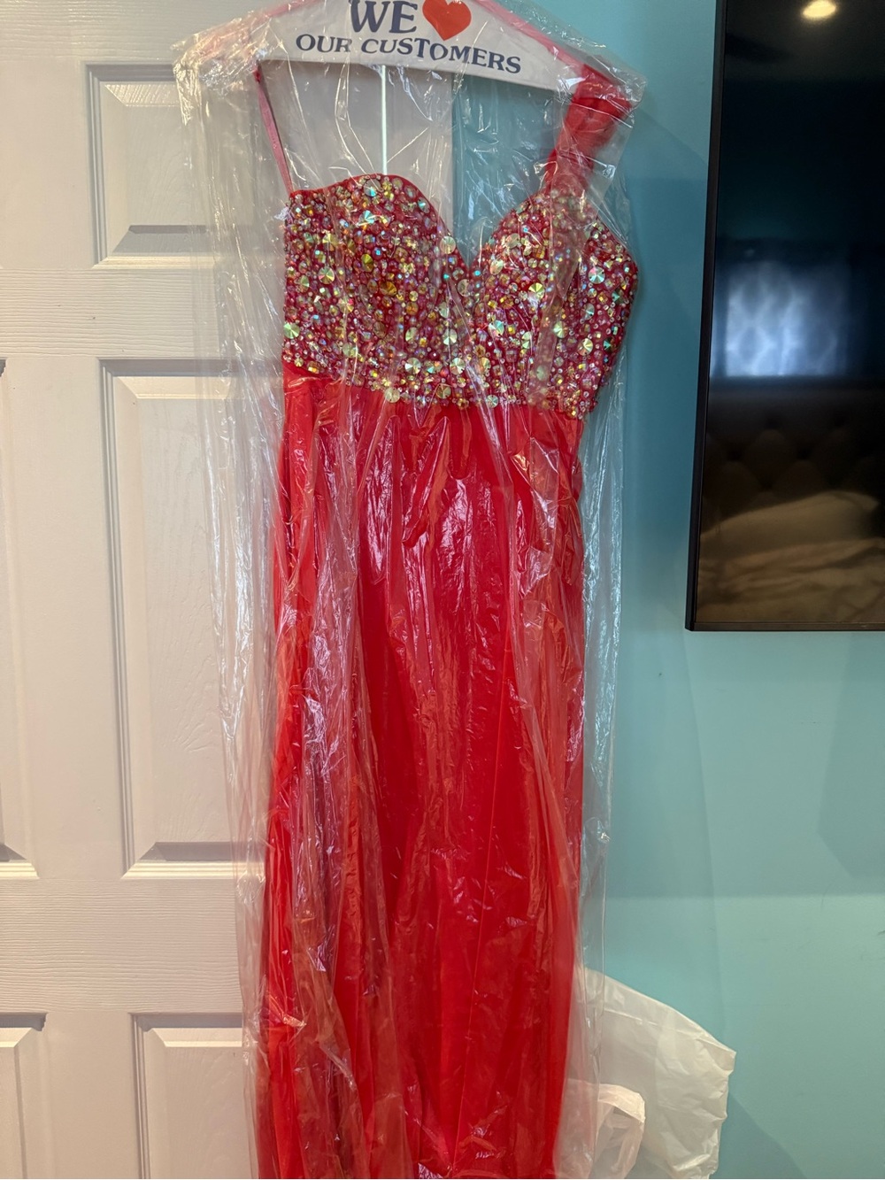 Blush Prom Red Dress with Pink Label